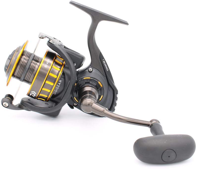 Daiwa BG Spinning Reel Black Anodized Aluminum, Digigear System, Air Rotor, Waterproof Drag for Freshwater & Saltwater Fishing