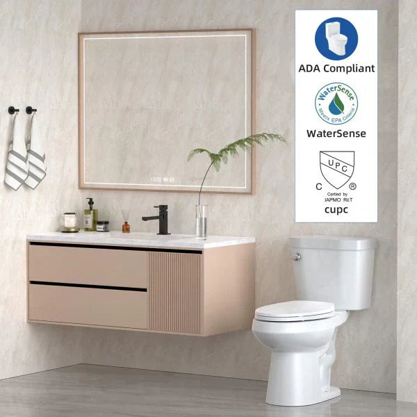 21Toilet, Elongated Toilets for Bathrooms, Two-Piece Toilet with Soft Close Seat, 1.28 Siphonic Flush Toilet with Universal Height ADA Cotton White