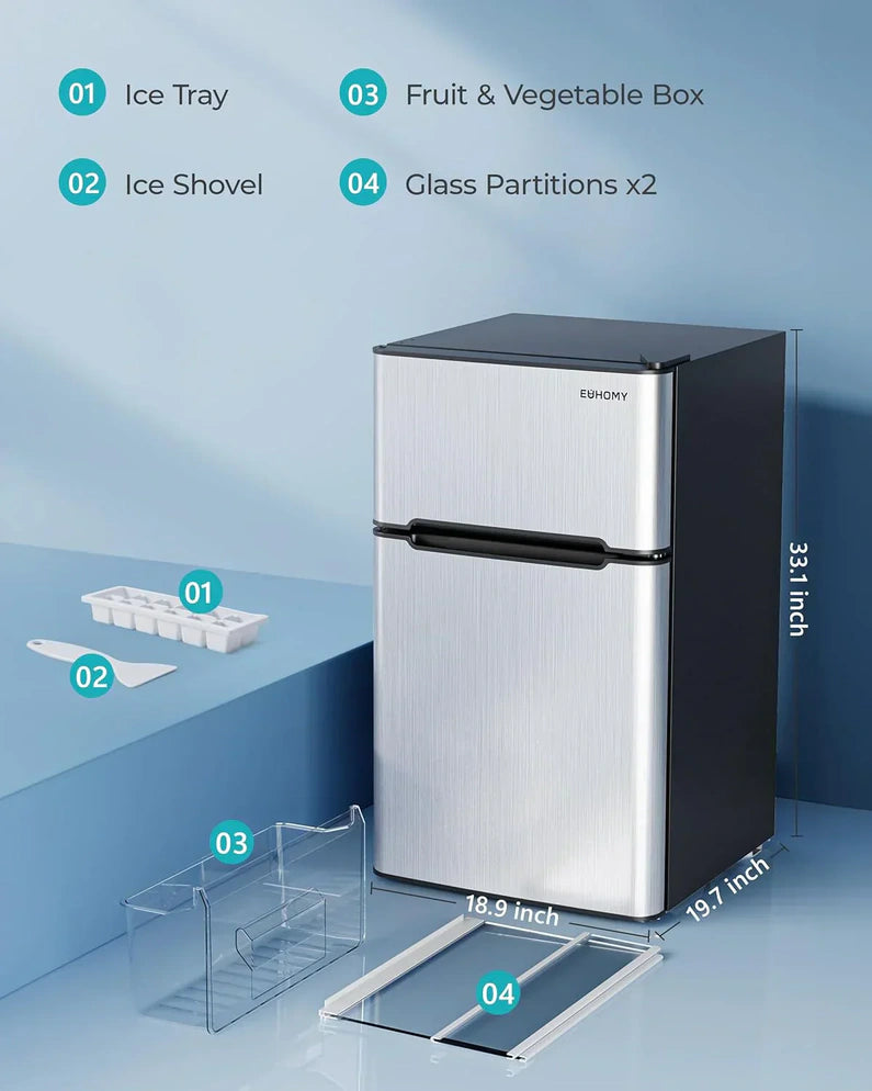 3.2 Cu.Ft Mini Fridge with Freezer 2-Door Compact Refrigerator for Bedroom, Dorm, Office or Apartment, Silver3.2 Cu.Ft Mini Fridge with Freezer 2-Door Compact Refrigerator for Bedroom, Dorm, Office or Apartment, Silver