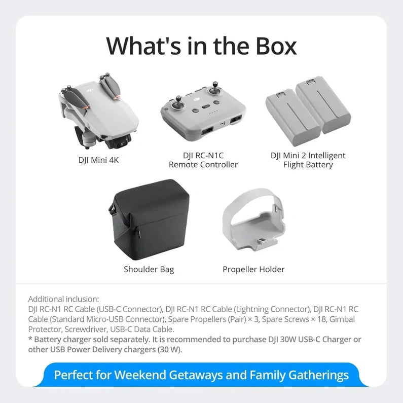 DJI Mini 4K, Drone with 4K UHD Camera for Adults, Under 249 g, 3-Axis Gimbal Stabilization, 10km Video Transmission, Auto Return, Wind Resistance, 1 Battery for 31-Min Max Flight Time, Intelligent Flight