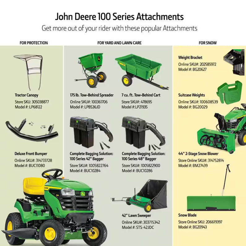 John Deere S100 42-in Riding Lawn Mower 17.5-HP Gas Hydrostatic Drive