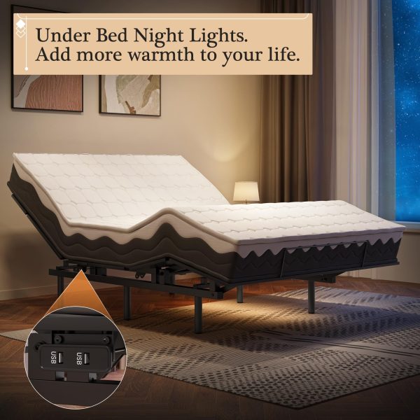 Adjustable Bed Frame -Wireless Remote -Memory Function -Adjustable Bed Base -Head and Foot Lift Incline -Zero Gravity -Quiet Motorfor Lying Down, Reading, Watching TV,Fatigue,BackacheFULL