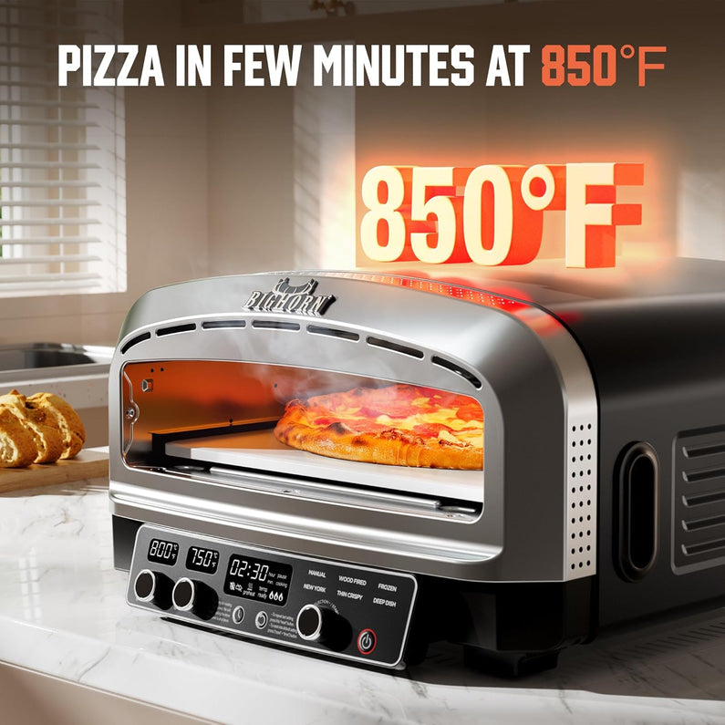 BIG HORN 14" Electric Pizza Oven, Countertop, Stainless Steel