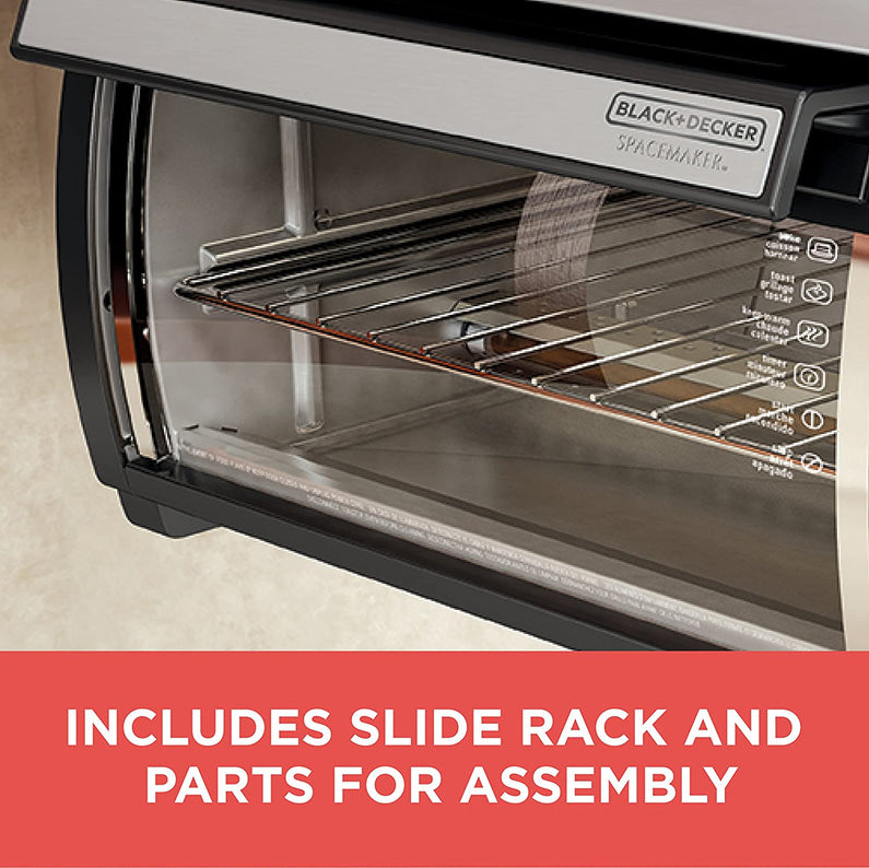 BLACK+DECKER SpaceMaker Under-Counter Toaster Oven, Digital Controls, Black/Stainless Steel, Fits 9 Pizza, TROS1000D