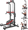 Pooboo Power Tower Dip Station, Pull-Up Bar, Supine Board, Adjustable