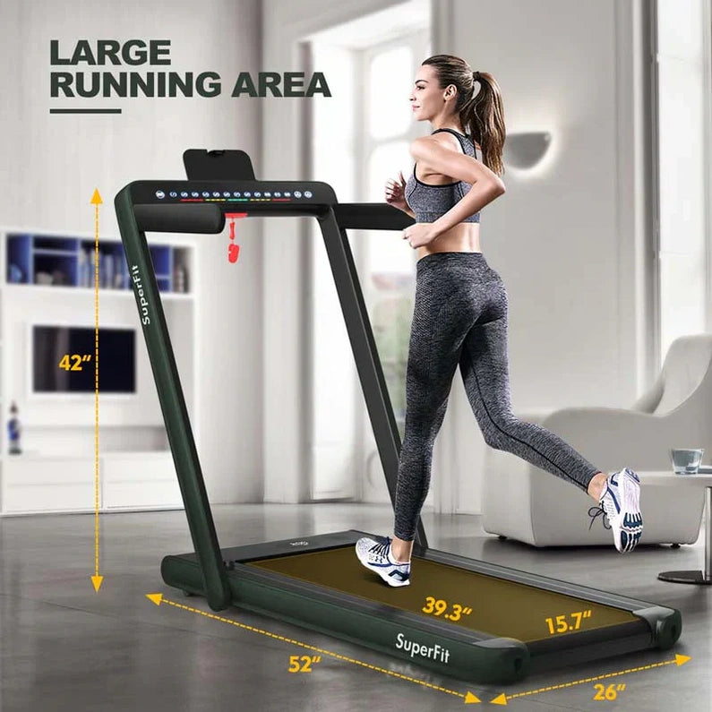 2 in 1 Folding Treadmill, 2.25HP Under Desk Electric Treadmill, Portable Walking Running Machine with Dual Display & Smart App Control