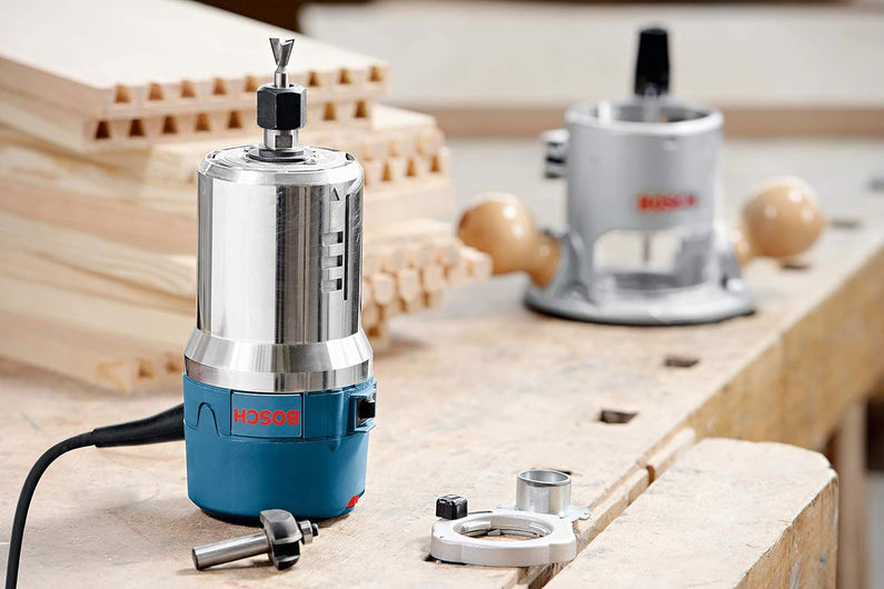 BOSCH 1617EVSPK Wood 12 Amp Router Tool Combo Kit 2.25 Horsepower Plunge Router & Fixed Base with a Variable Speed