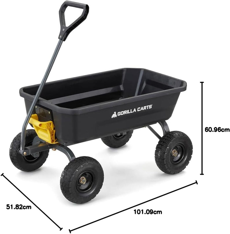 7GCG-NF Heavy-Duty Poly Dump Garden Cart with No-Flat Tires, 7 Cubic Feet, 1200-Pound Capacity, Black, Amazon Exclusive