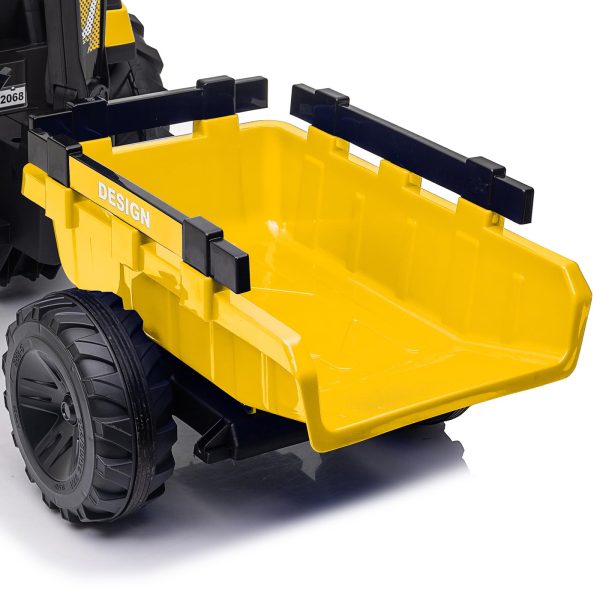 3-in-1 Ride-On Tractor, 24V Electric, Excavator & Bulldozer, Remote Control, LED, Music, USB/Bluetooth max 66 lbs – Bright-yellow