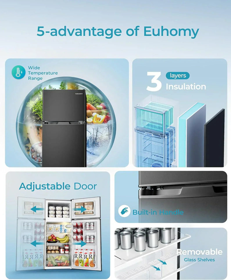 3.2 Cu.Ft Mini Fridge with Freezer 2-Door Compact Refrigerator for Bedroom, Dorm, Office or Apartment, Silver3.2 Cu.Ft Mini Fridge with Freezer 2-Door Compact Refrigerator for Bedroom, Dorm, Office or Apartment, Silver