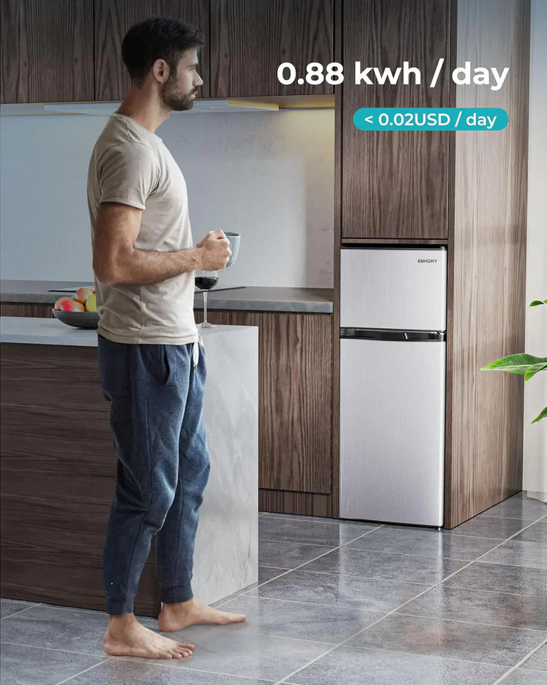 3.2 Cu.Ft Mini Fridge with Freezer 2-Door Compact Refrigerator for Bedroom, Dorm, Office or Apartment, Silver3.2 Cu.Ft Mini Fridge with Freezer 2-Door Compact Refrigerator for Bedroom, Dorm, Office or Apartment, Silver