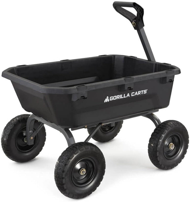 7GCG-NF Heavy-Duty Poly Dump Garden Cart with No-Flat Tires, 7 Cubic Feet, 1200-Pound Capacity, Black, Amazon Exclusive