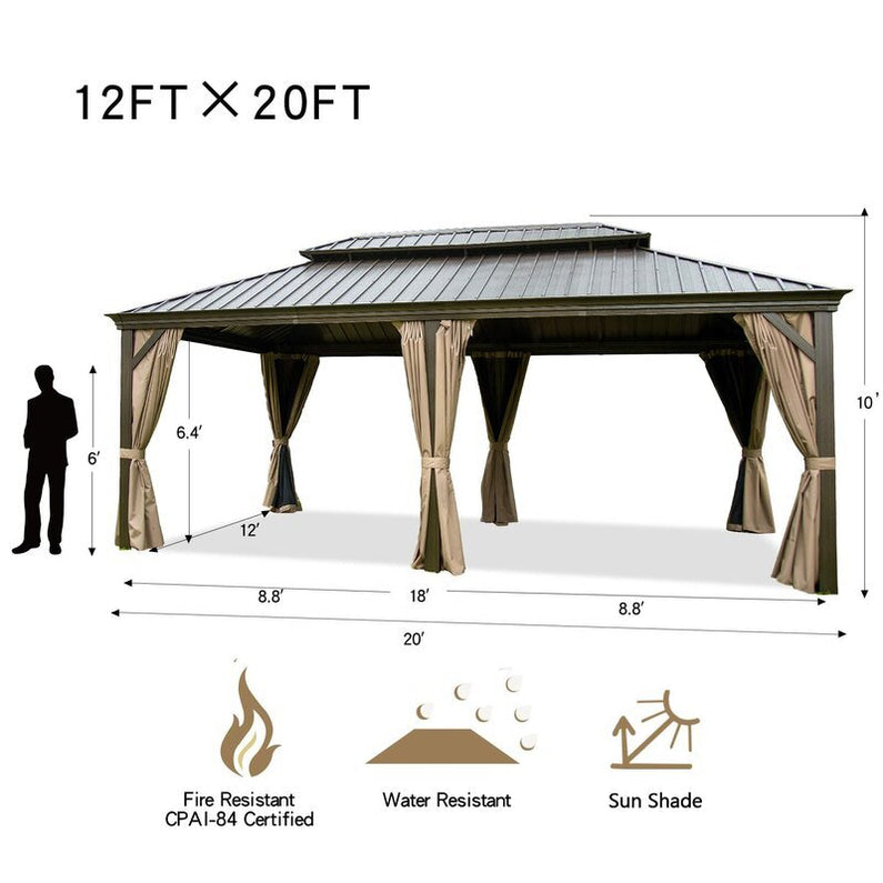 Calaro 19.5 Ft. W x 11 Ft. D Galvanized Steel Patio Gazebo