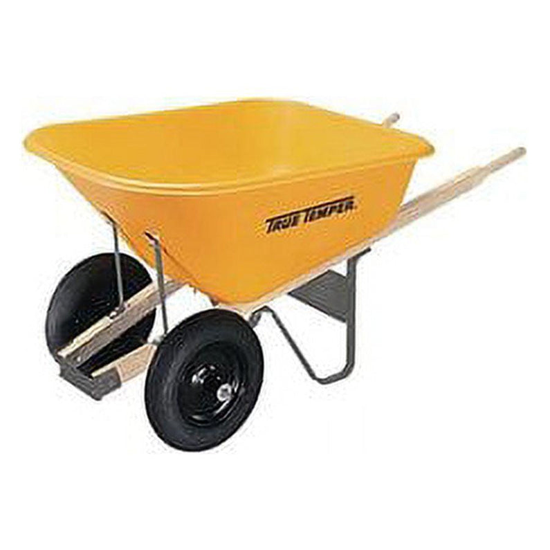 8 Cu Ft Poly Wheelbarrow with Dual Tires Durable Plastic Construction