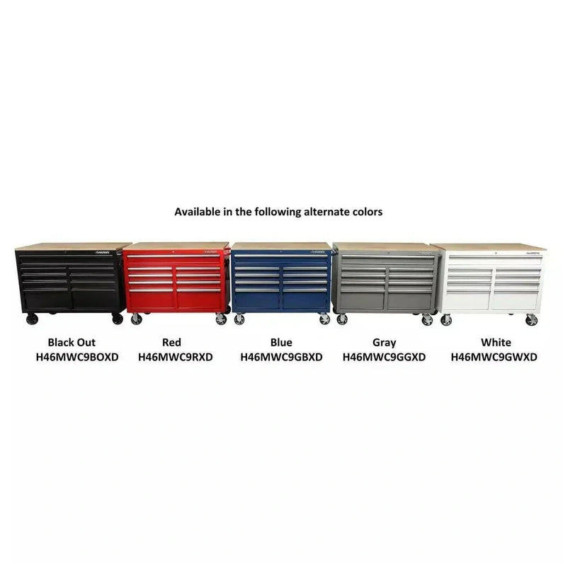 46 in. W x 24 in. D 9-Drawer Gloss Black Deep Tool Chest Mobile Workbench