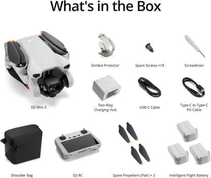 DJI Mini 3, Drones with Camera for Adults 4K, 38-min Flight Time, up to 32800ft (10km) Video Transmission, True Vertical Shooting, GPS Auto Return Integrated, Mini Drone with Camera for Beginners