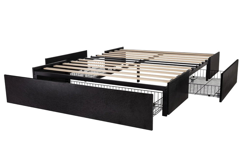 Allewie Queen Size Platform Bed Frame with 3 Storage Drawers