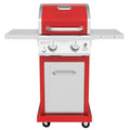 2-Burner Propane Gas Grill, Red Stainless Steel, 28,000 BTUs, Compact Design