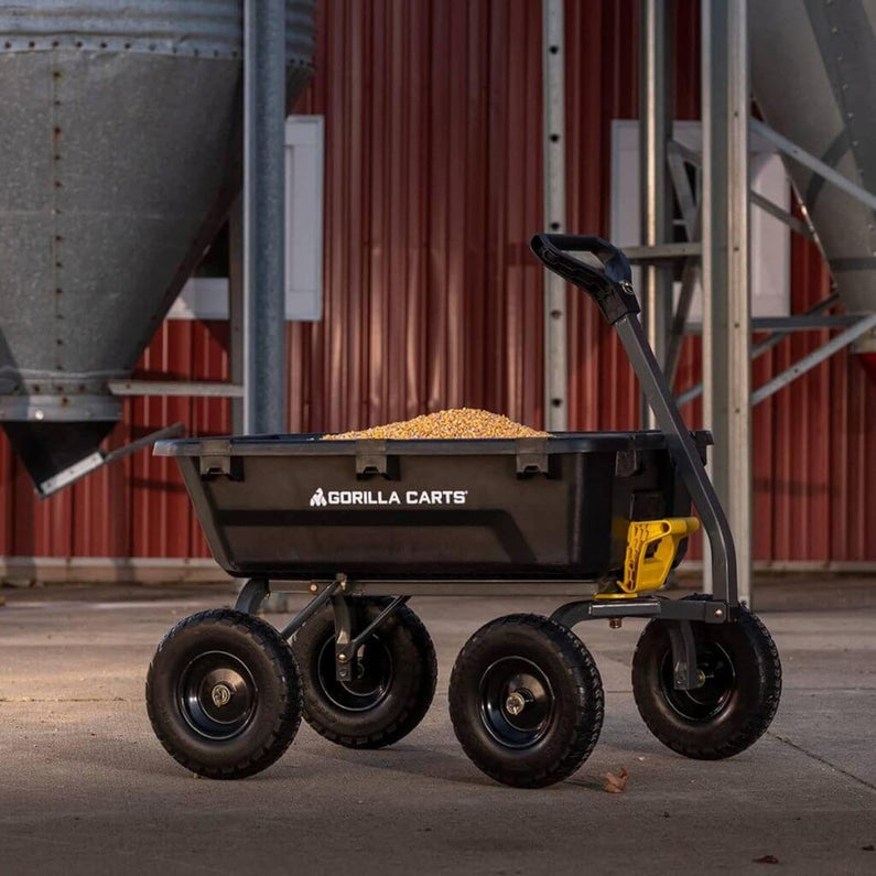 7GCG-NF Heavy-Duty Poly Dump Garden Cart with No-Flat Tires, 7 Cubic Feet, 1200-Pound Capacity, Black, Amazon Exclusive