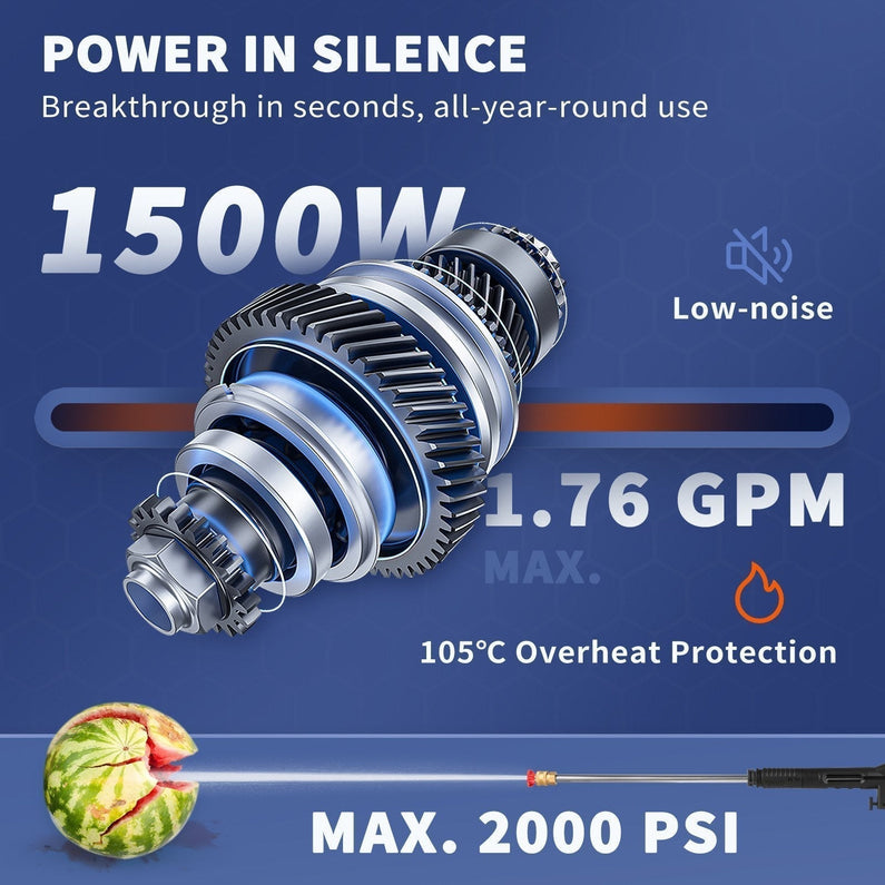 Advanced Powerful 2000PSI Electric Pressure Washer With 5 Nozzles