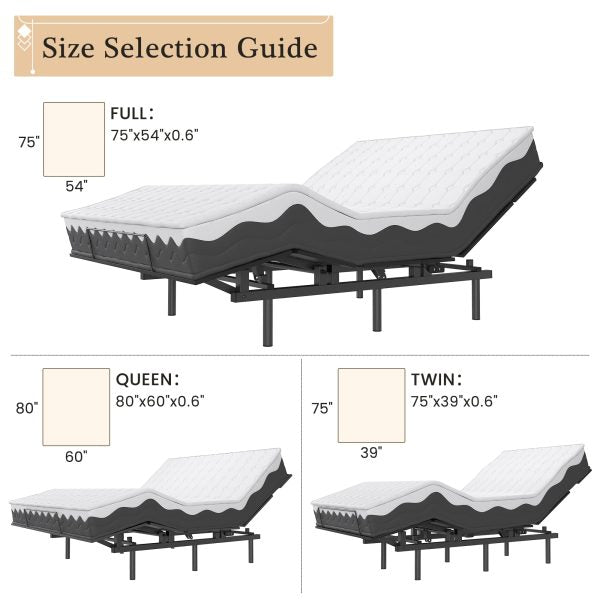 Adjustable Bed Frame -Wireless Remote -Memory Function -Adjustable Bed Base -Head and Foot Lift Incline -Zero Gravity -Quiet Motorfor Lying Down, Reading, Watching TV,Fatigue,BackacheFULL