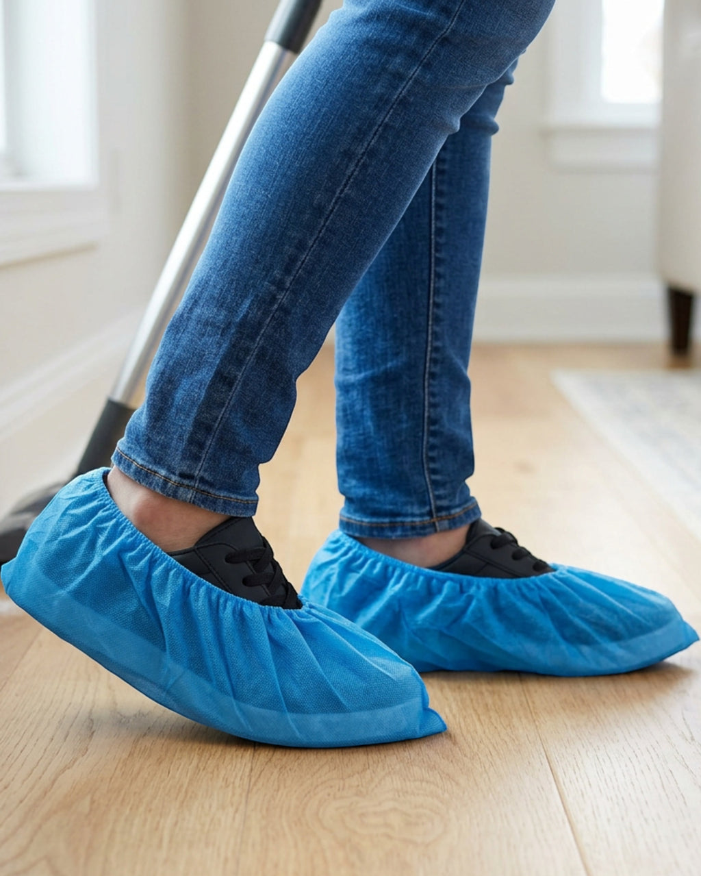 Gwhnv Disposable Nonwoven Shoe Covers 100 Count Blue - Lifestyle view