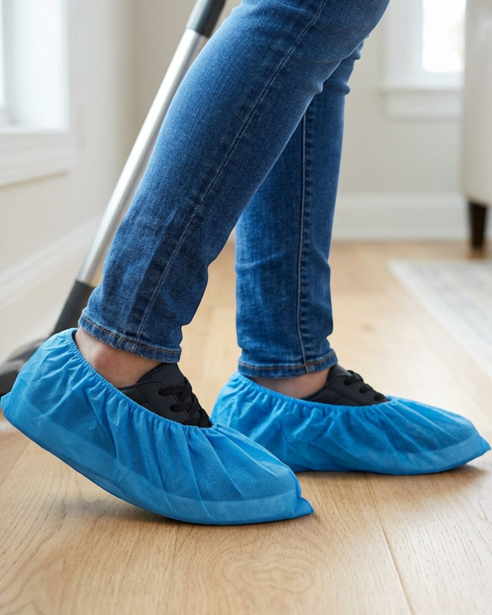 Gwhnv Disposable Nonwoven Shoe Covers 100 Count Blue - Lifestyle view
