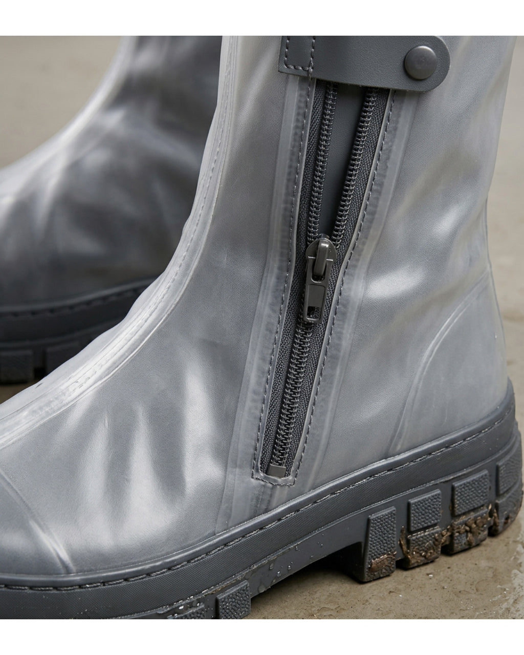 Gwhnv Zippered Mid-Calf Shoe Covers XL Clear Gray - Detail view