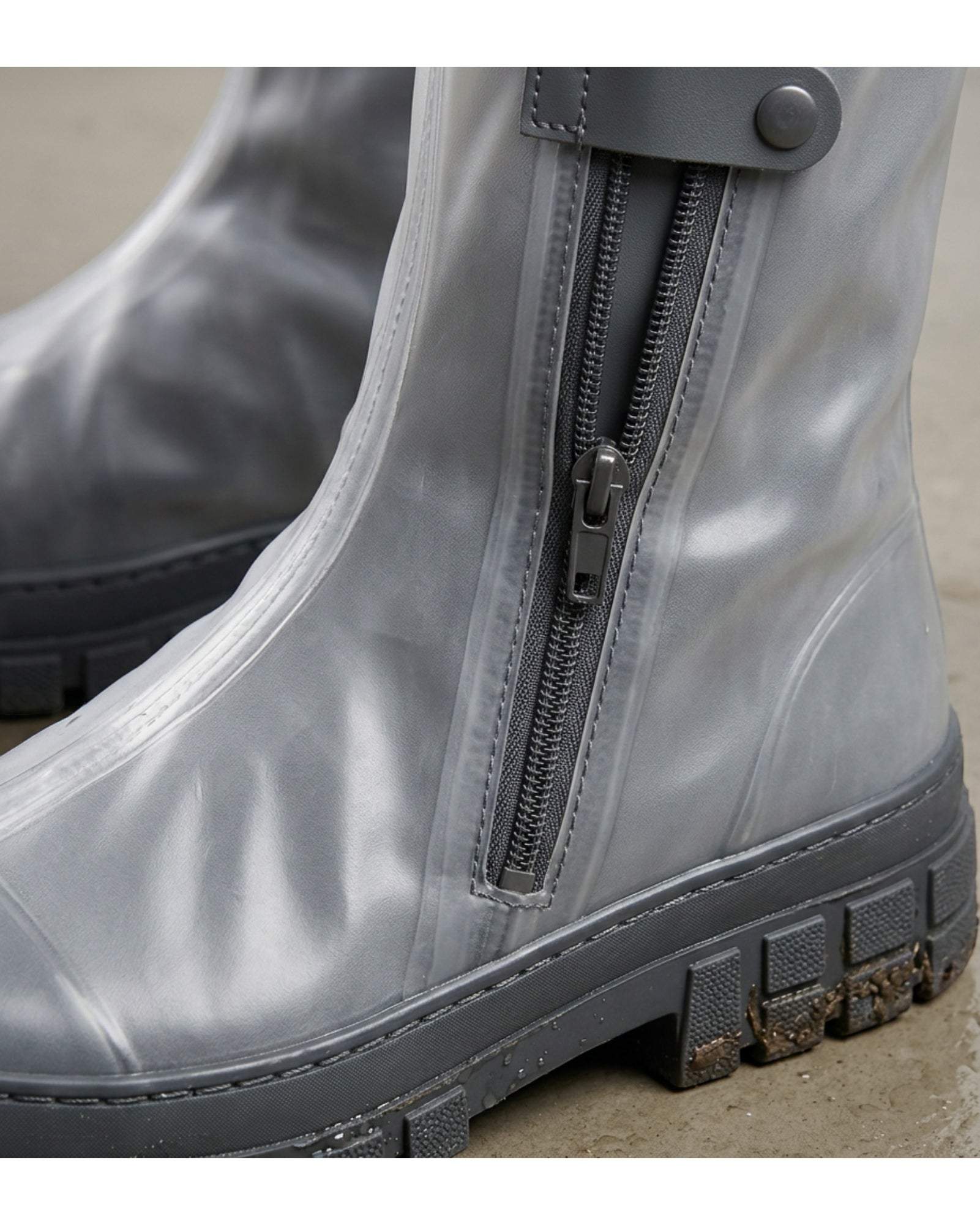 Gwhnv Zippered Mid-Calf Shoe Covers XL Clear Gray - Detail view