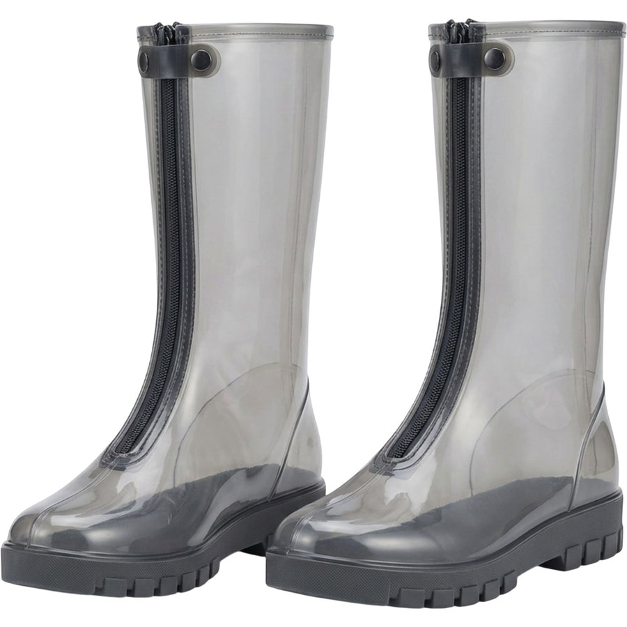 Gwhnv Zippered Mid-Calf Shoe Covers XL Clear Gray